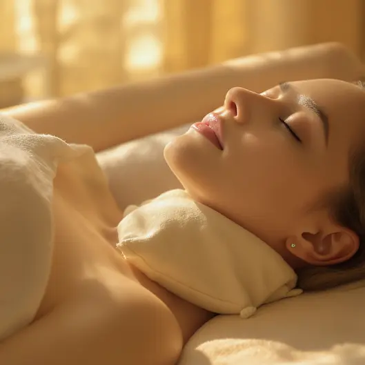 Túi chườm thảo dược tự nhiên với các nguyên liệu gừng, ngải cứu trên nền gỗ mộc mạc