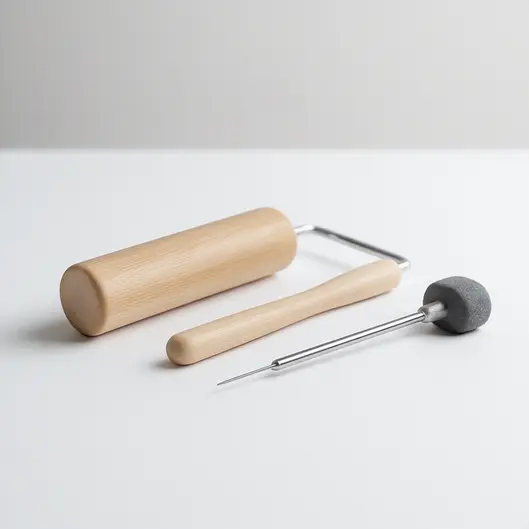 Dụng cụ Diện Chẩn đơn giản và đôi bàn tay đang tác động lên các điểm trên mặt để giảm đau và thư giãn