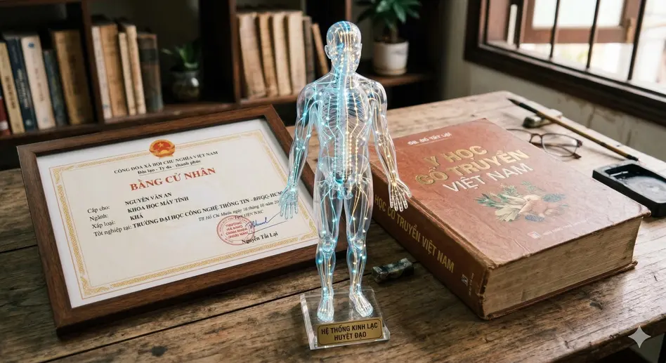 Sơ đồ hệ thống kinh lạc trong cơ thể người, nền tảng của y học cổ truyền.