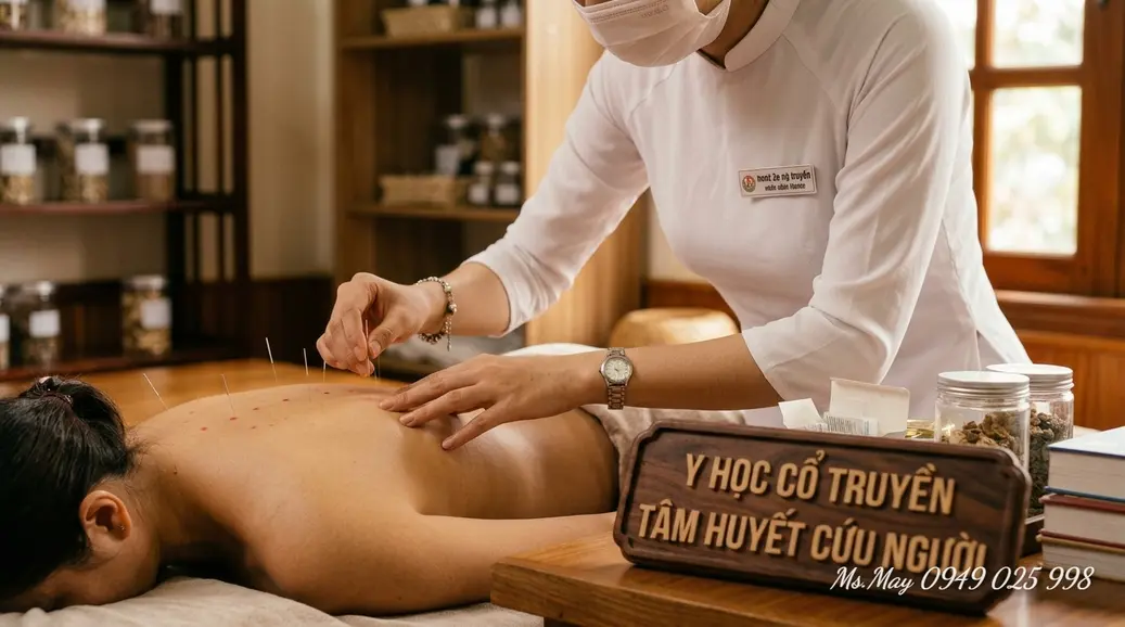 Bác sĩ Y học cổ truyền quan sát sắc mặt và bắt mạch bệnh nhân theo phương pháp Tứ chẩn