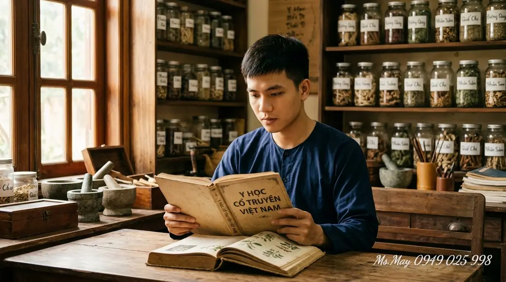Nhà khoa học nghiên cứu thành phần thảo dược Y học cổ truyền trong phòng thí nghiệm.