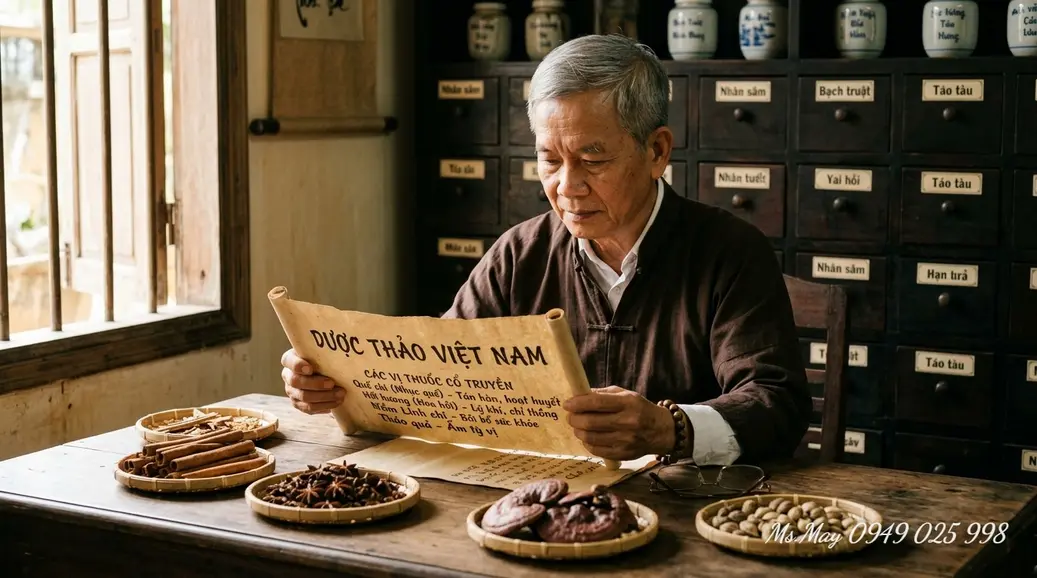 Sơ đồ nguyên tắc Quân - Thần - Tá - Sứ trong một bài thuốc phương tễ.