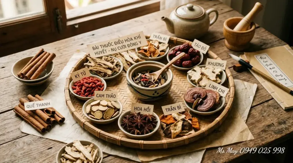 Thầy thuốc Y học cổ truyền đang cân các vị thuốc bắc để gia giảm bài thuốc.