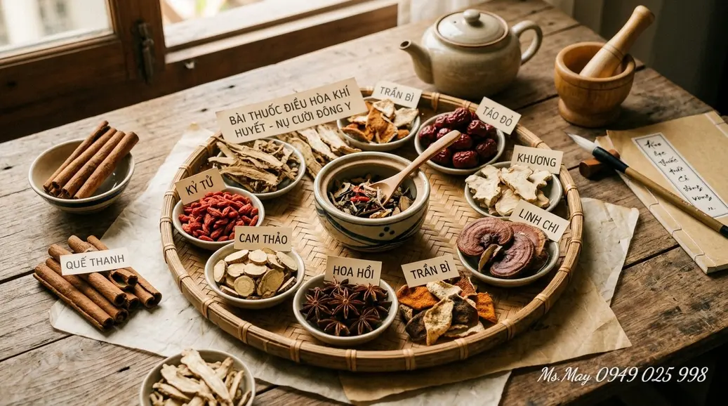 Thầy thuốc Y học cổ truyền đang cân các vị thuốc bắc để gia giảm bài thuốc.