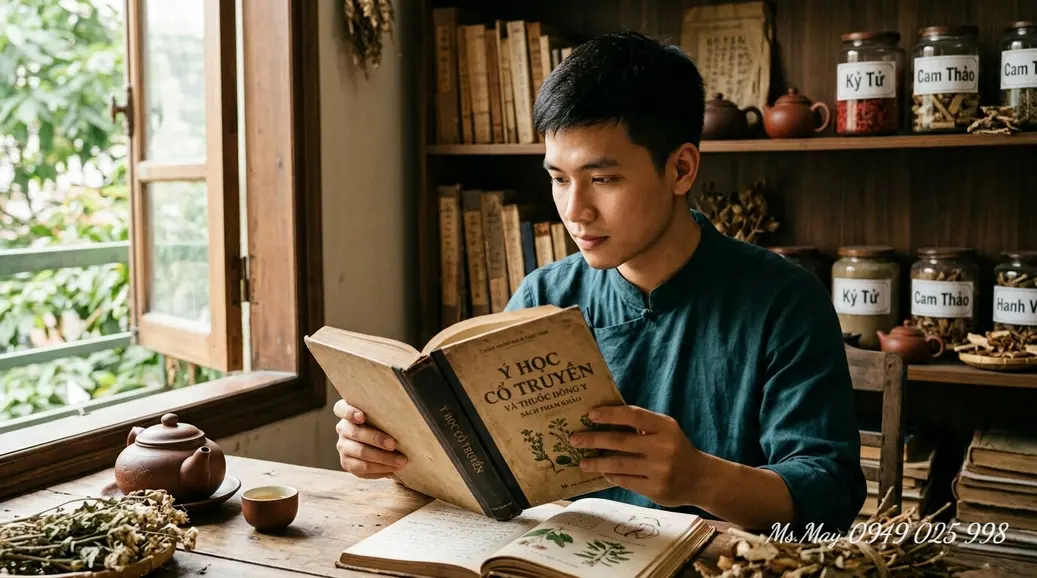 Châm cứu tác động vào huyệt đạo trên đường kinh để điều hòa khí huyết.