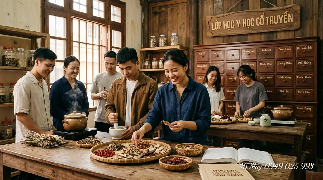 Kỹ thuật viên Y học cổ truyền thực hiện xoa bóp bấm huyệt trị liệu