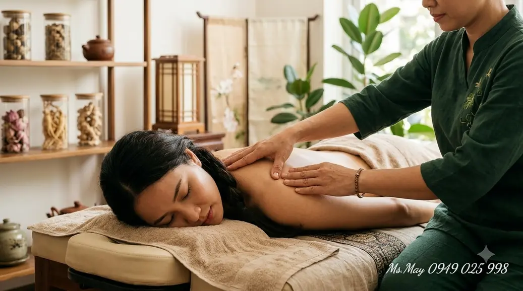 Thực hiện cứu ngải ôn ấm kinh lạc cho người bệnh
